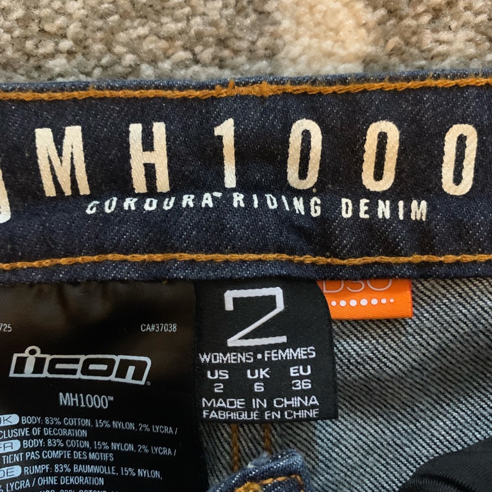 Size 2P:Cordura Denim Motorcycle Jeans with padding.